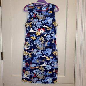 J. McLaughlin Sleeveless Sophia Dress Catalina Cloth Blue Vacation Print Small